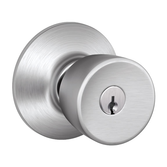 Schlage Bell Keyed Doorknob in Satin Chrome