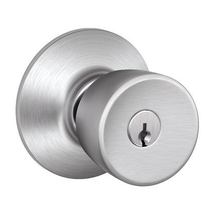 Schlage Bell Keyed Doorknob in Satin Chrome