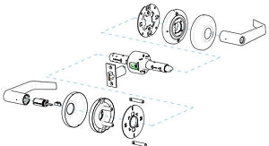Advantage ES Grade 1 Entrance Function CT Style Door Lever Exploded View