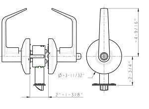 Advantage ES Series Grade I Storeroom Commercial CT Lever Measurements