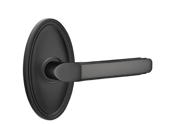 Emtek Milano Lever Flat Black-Oval Rosette