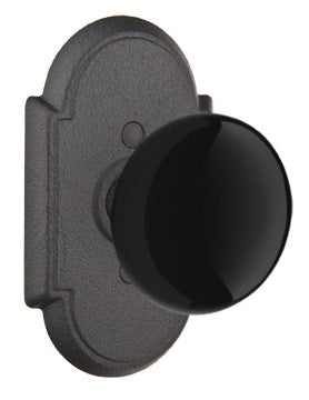 Emtek Madison Black Knob Flat Black Style 1 Rosette