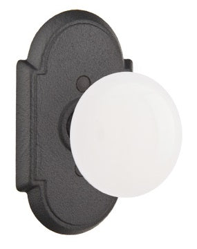 Emtek Madison Ivory Knob Flat Black Style 1 Rosette