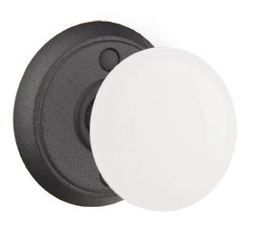 Emtek Madison Ivory Knob Flat Black Style 2 Rosette