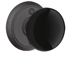 Emtek Madison Black Knob Flat Black Style 2 Rosette