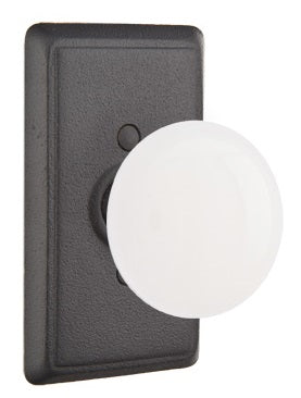 Emtek Madison Ivory Knob Flat Black Style 3 Rosette