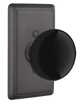 Emtek Madison Black Knob Flat Black Style 3 Rosette
