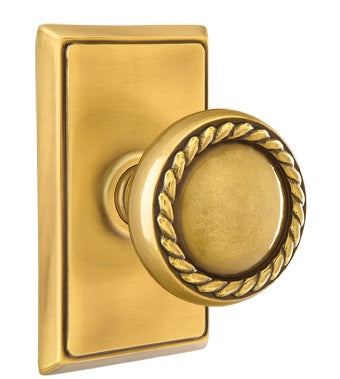Emtek Rope Knob French Antique Rectangular Rosette