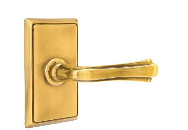 Emtek Wembley Lever with Rectangular Rosette in French Antique