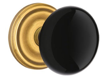 Emtek Ebony Porcelain Knob With Regular Rosette French Antique