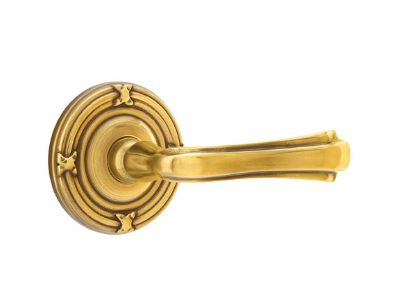 Emtek Wembley Lever with Ribbon and Reed Rosette in French Antique