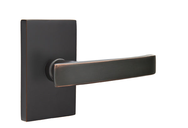 Emtek Geneva Lever Oil Rubbed Bronze-Modern Rectangular Rosette