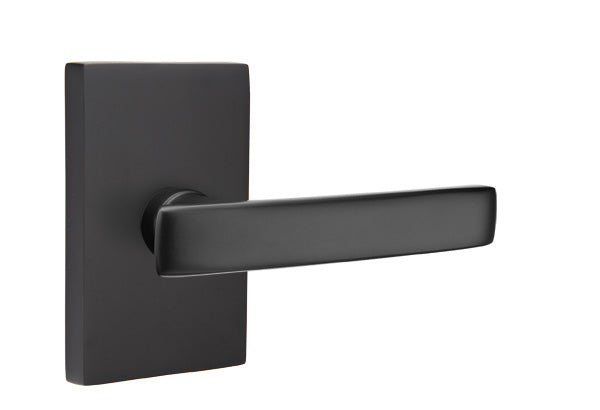 Emtek Geneva Lever Flat Black-Modern Rectangular Rosette