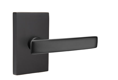 Emtek Geneva Lever Flat Black-Modern Rectangular Rosette