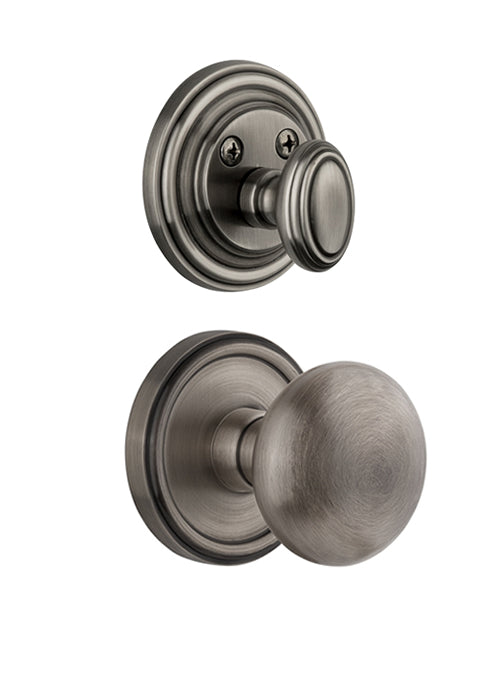 Grandeur Georgetown Handleset with Fifth Avenue Knob - Interior Half Only Antique Pewter