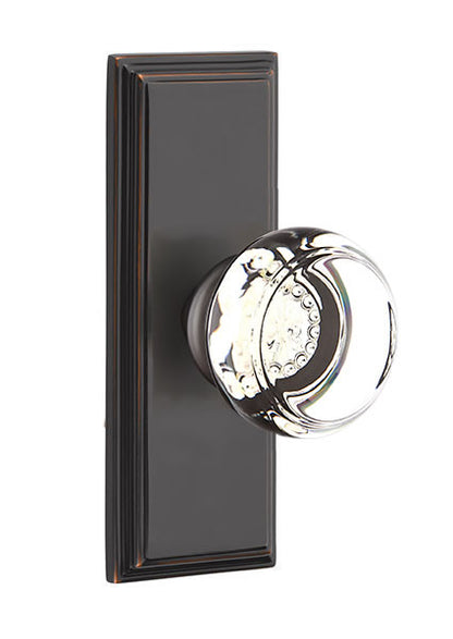 Emtek Georgetown Crystal Knob with 7 Inch Wilshire Sideplate