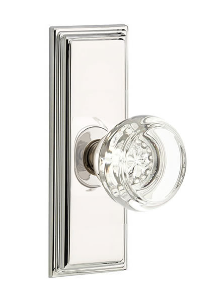 Emtek Georgetown Crystal Knob with 7 Inch Wilshire Sideplate