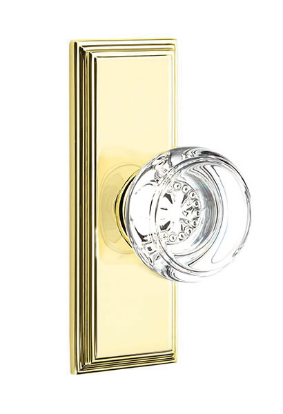 Emtek Georgetown Crystal Knob with 7 Inch Wilshire Sideplate