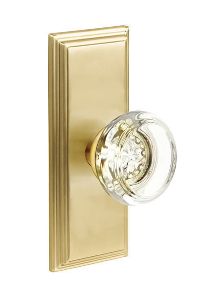 Emtek Georgetown Crystal Knob with 7 Inch Wilshire Sideplate