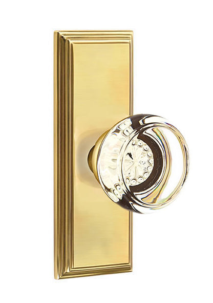 Emtek Georgetown Crystal Knob with 7 Inch Wilshire Sideplate