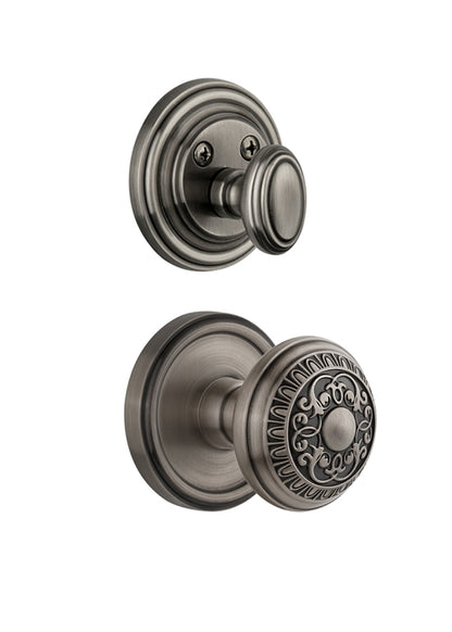 Grandeur Georgetown Handleset with Windsor Knob - (Interior Half Only, with Deadbolt)