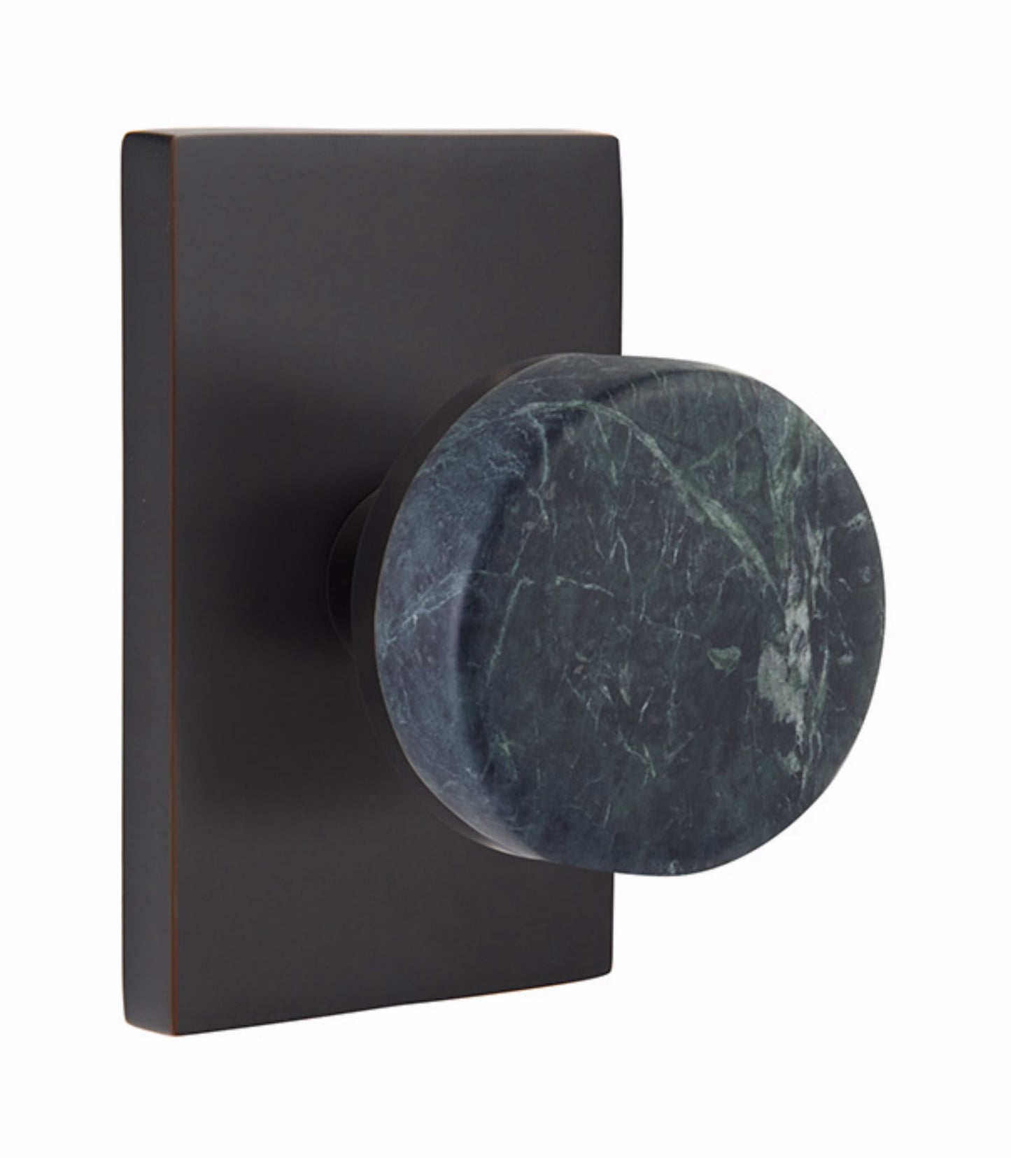 Emtek Green Marble Interior Mortise Knob with Modern Rectangular Rosette