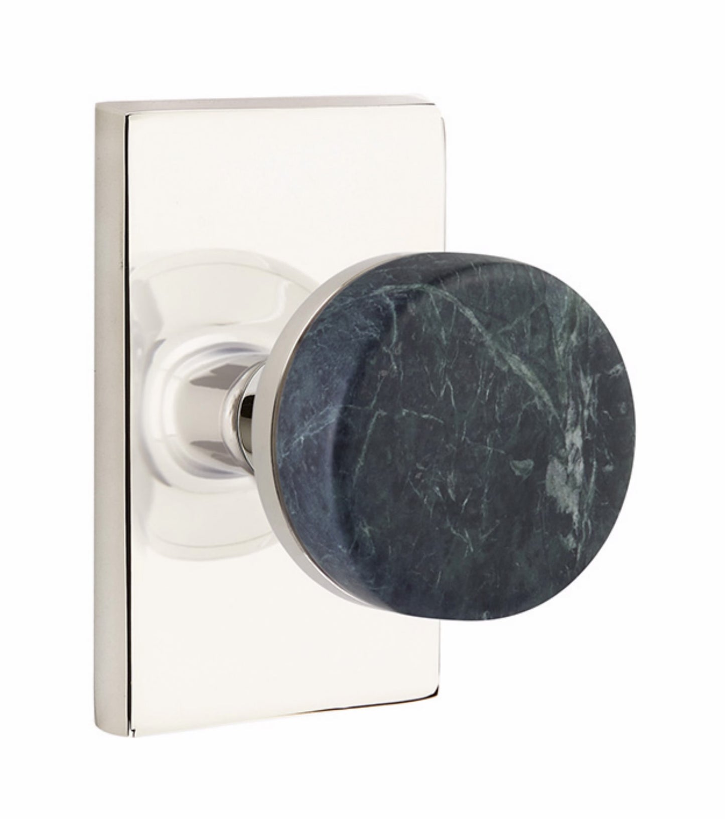 Emtek Green Marble Interior Mortise Knob with Modern Rectangular Rosette