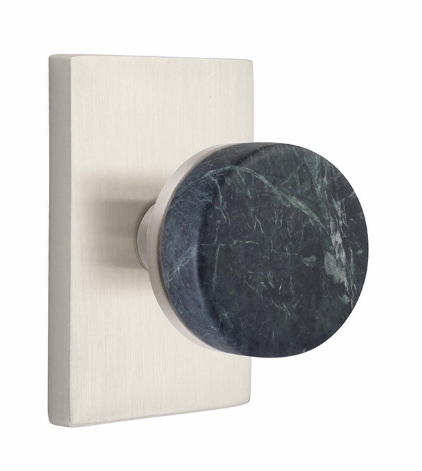 Emtek Green Marble Interior Mortise Knob with Modern Rectangular Rosette