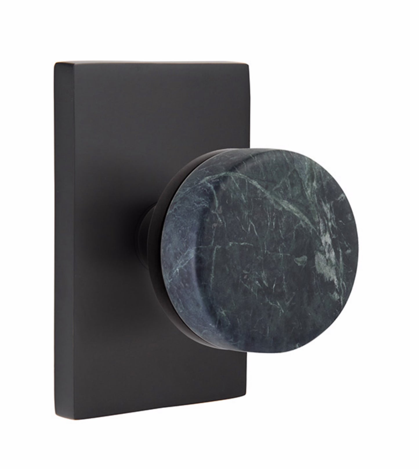 Emtek Green Marble Interior Mortise Knob with Modern Rectangular Rosette
