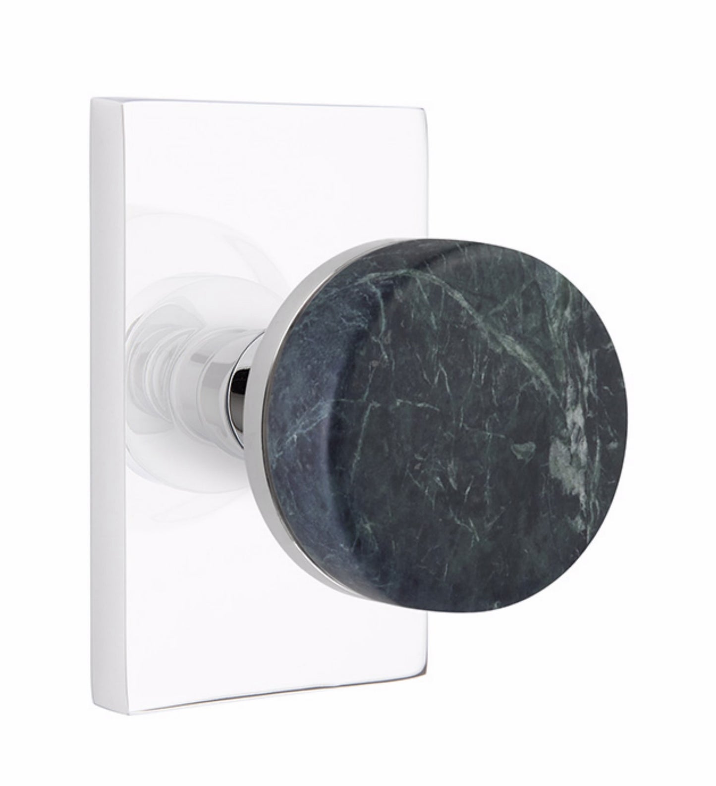 Emtek Green Marble Interior Mortise Knob with Modern Rectangular Rosette