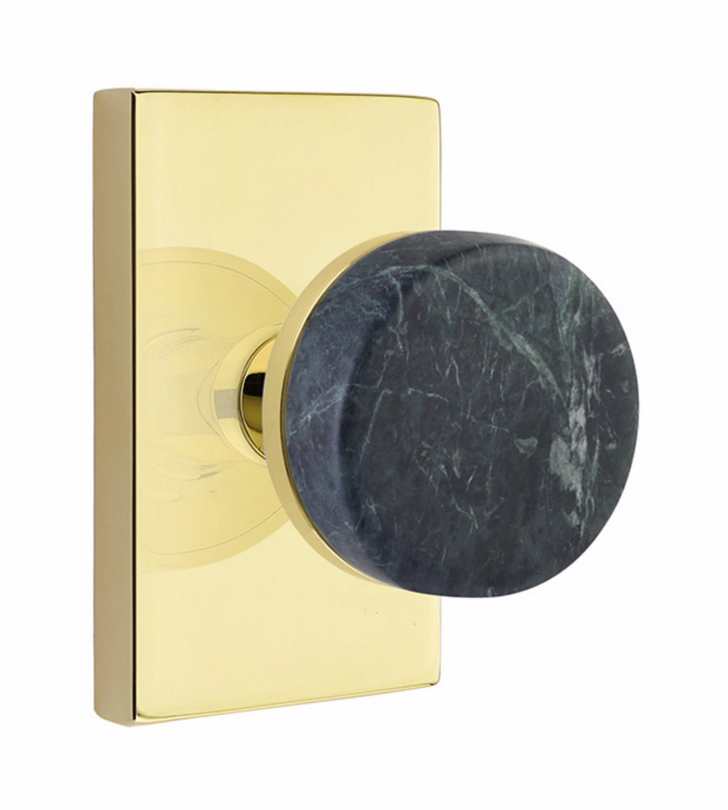 Emtek Green Marble Interior Mortise Knob with Modern Rectangular Rosette
