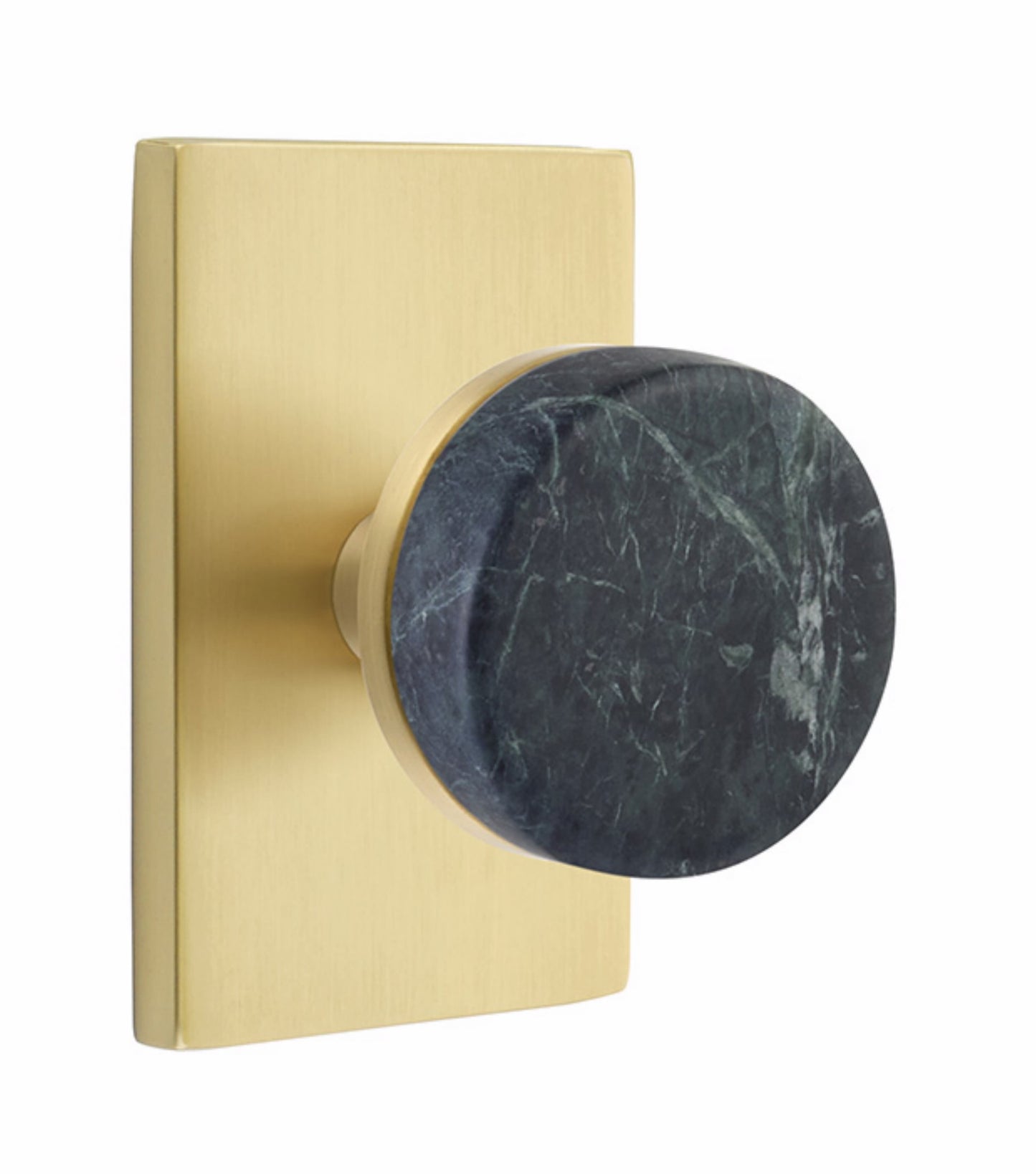 Emtek Green Marble Interior Mortise Knob with Modern Rectangular Rosette