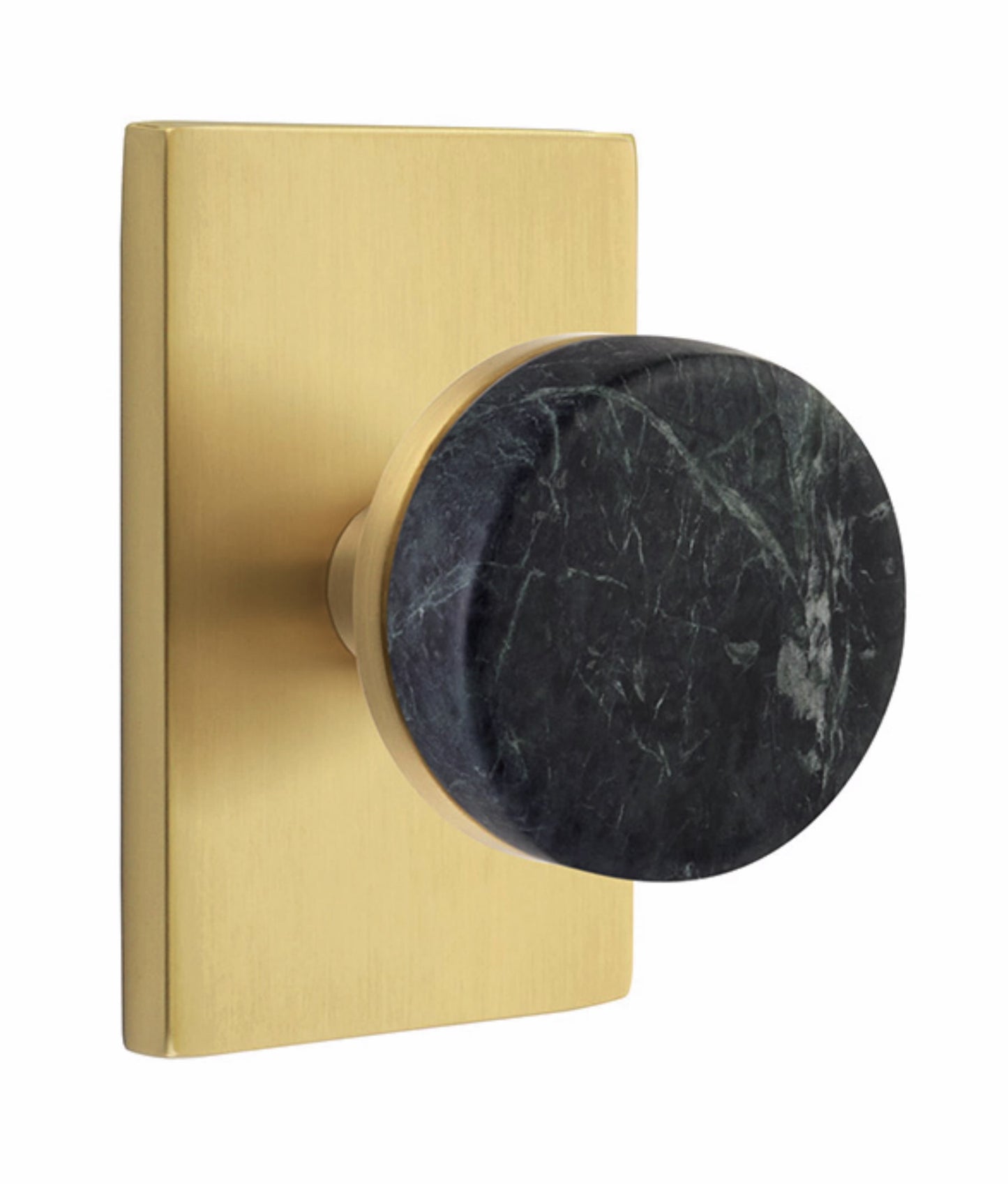 Emtek Green Marble Interior Mortise Knob with Modern Rectangular Rosette