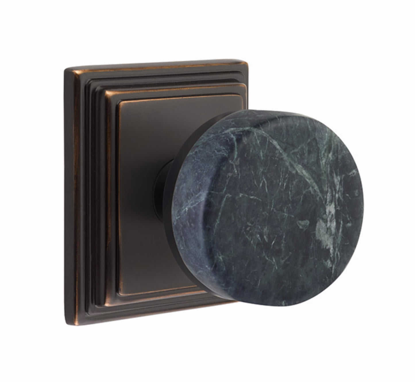 Emtek Green Marble Interior Mortise Knob with Wilshire Rosette