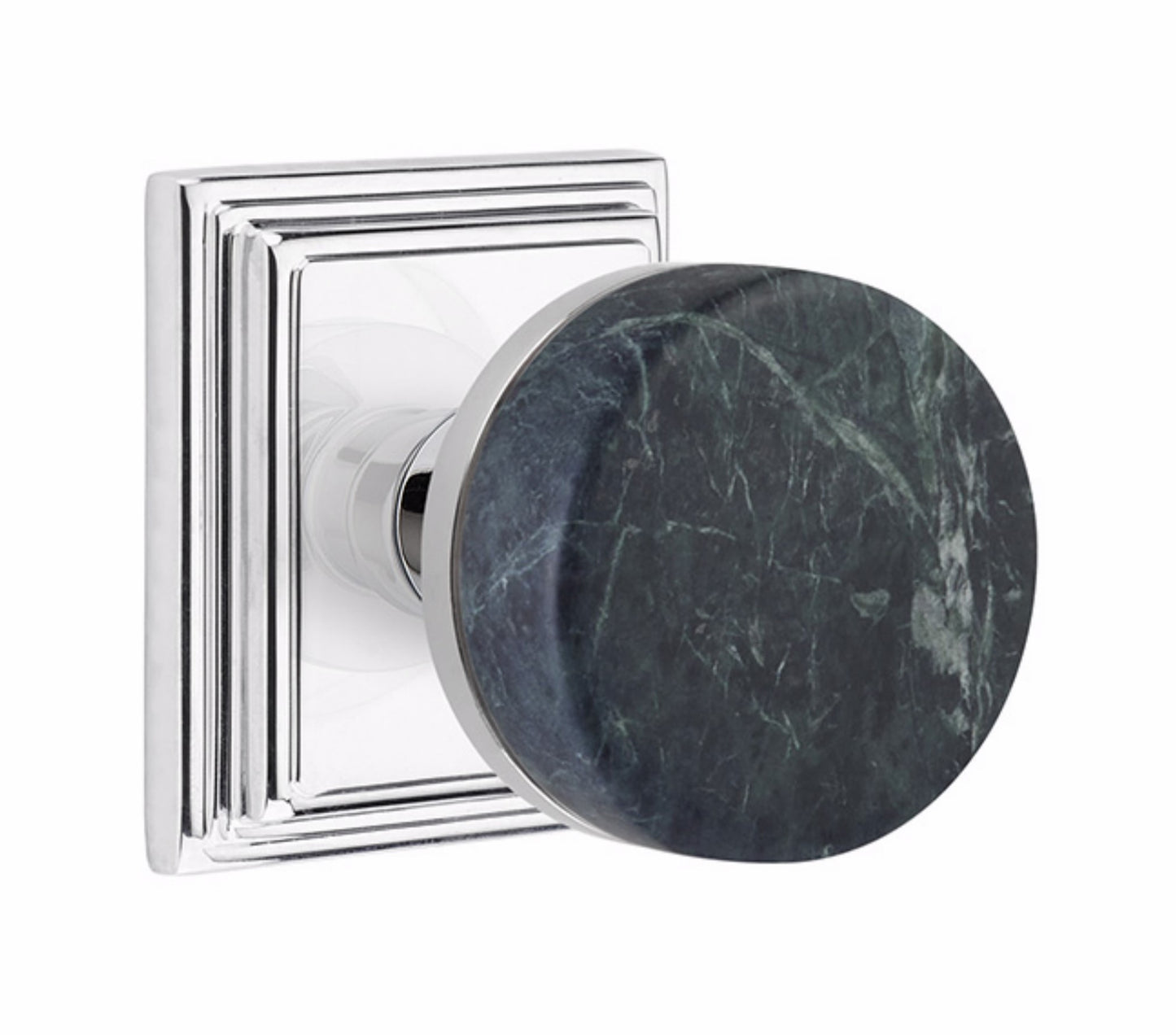 Emtek Green Marble Interior Mortise Knob with Wilshire Rosette