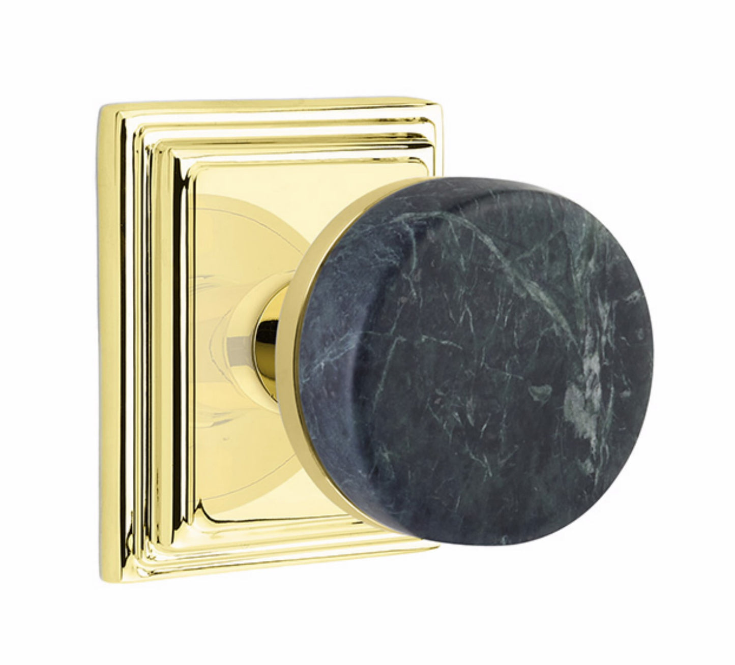 Emtek Green Marble Interior Mortise Knob with Wilshire Rosette