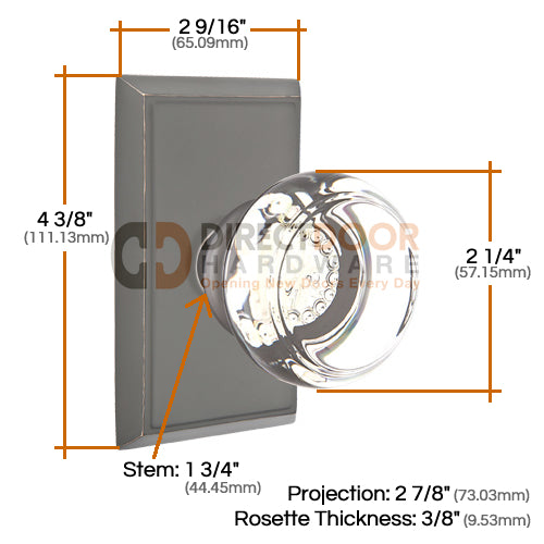 Emtek Georgetown Knob with Rectangular Rosette
