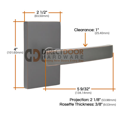 Emtek Geneva Lever Handle with Modern Rectangular Rosette