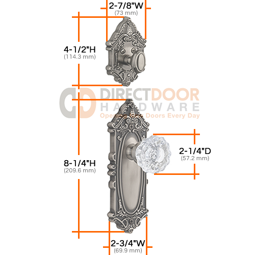 Grandeur Grande Victorian Handleset with Versailles Knob - (Interior Half Only, with Deadbolt)
