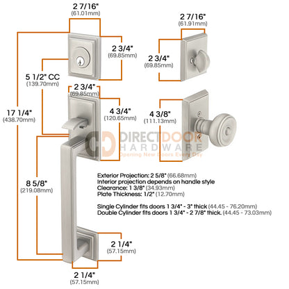 Emtek Hamden Handleset Measurements