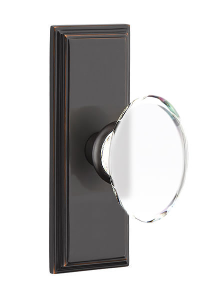 Emtek Hampton Crystal Knob with 7 Inch Wilshire Sideplate