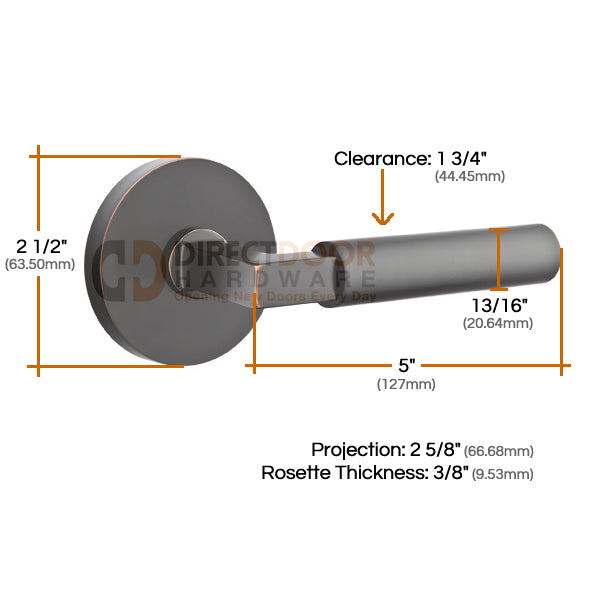 Emtek Brass Hercules Lever with Disk Rosette Measurements