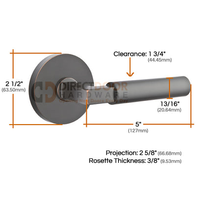 Emtek Brass Hercules Lever with Disk Rosette Measurements