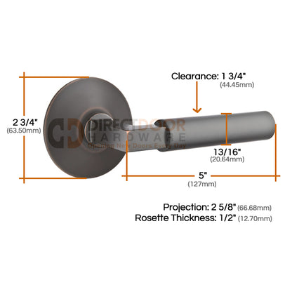Emtek Brass Hercules Lever with Modern Rosette Measurements