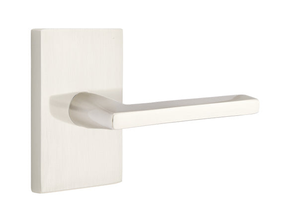 Emtek Brass Helios Lever Satin Nickel-Modern Rectangular Rosette