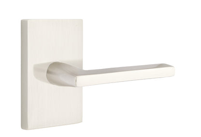 Emtek Helios Door Lever - Modern Rectangular Rosette - Satin Nickel