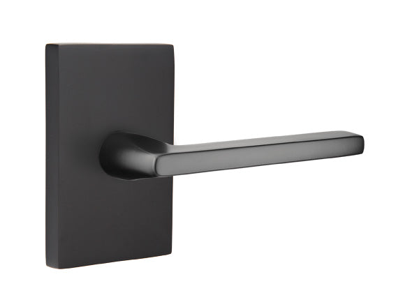 Emtek Brass Helios Lever Flat Black-Modern Rectangular Rosette