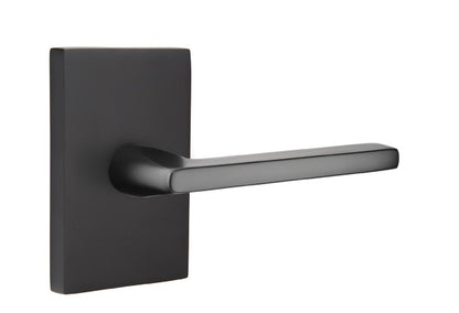 Emtek Brass Helios Lever Flat Black-Modern Rectangular Rosette
