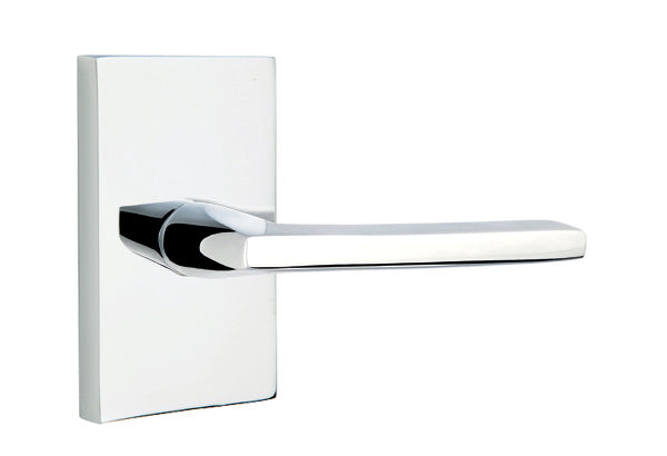 Emtek Brass Helios Lever Polished Chrome-Modern Rectangular Rosette