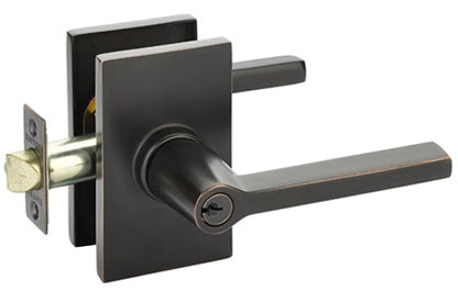Emtek Helios Keyed Modern Lever with Modern Rectangular Rosette